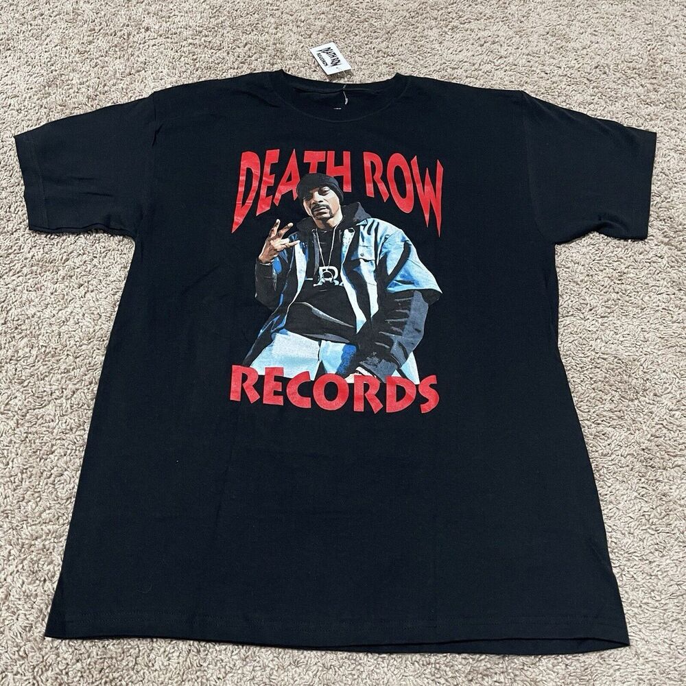 Death Row Records Shirt Mens Large Black Snoop Dogg West Side Front Graphics NEW